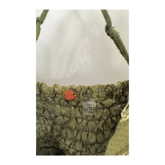 Free People Adella Cami Olive Green Lace Ruffled Tank Top Womens Small New - Picture 6 of 9